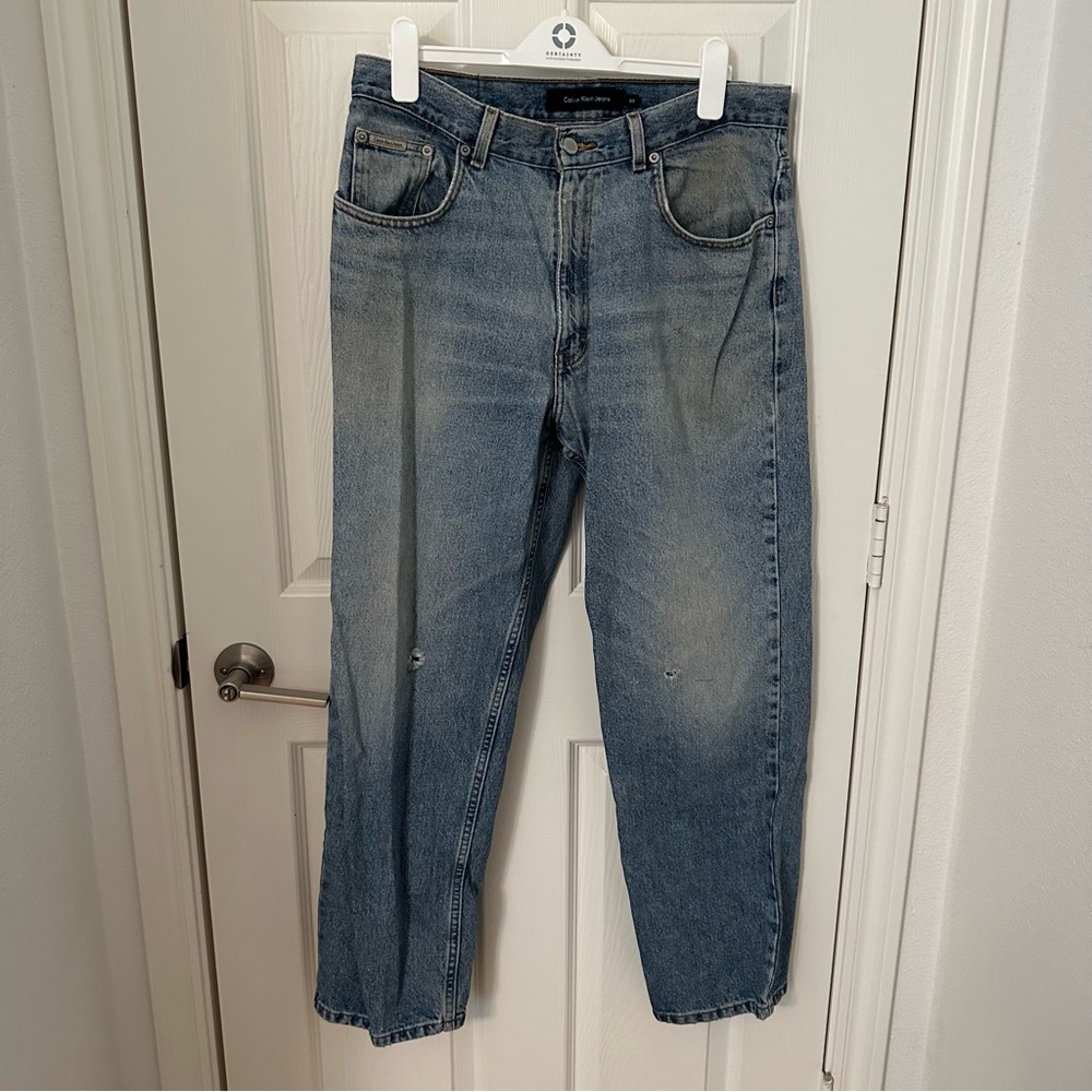 Vintage Calvin Klein Dad Jeans | Light Wash Straight Leg (Waist 33”, Fits 29–30)